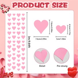 4PCS Heart Garland, Valentines Day Decorations Paper Hearts Streamers Hanging Hearts Decorations for Valentines Galentines Day Birthday Bridal Shower Wedding Engagement Anniversary Decor (Pink)