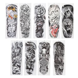 9 Pegatinas de Tatuaje Falso de Brazo Completo, Tatuajes Temporales a Prueba de Agua Y Tatuaje de Hombro de Medio Brazo, Pegatinas de Arte Corporal Falsas Impermeables de Larga Duración para Efecto de