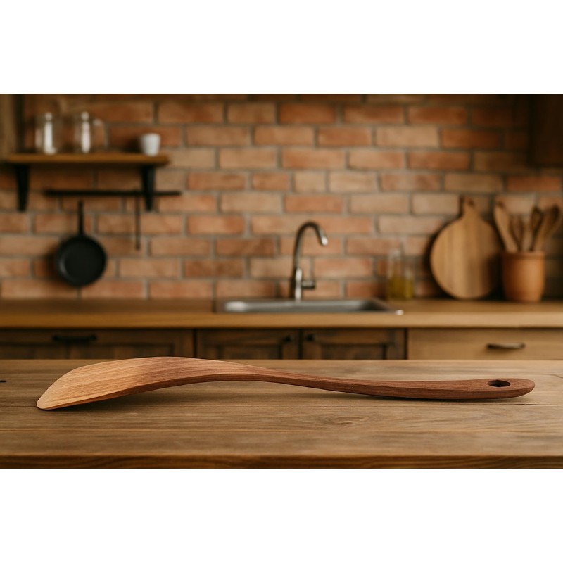 Cuisim Wooden Spatula Acacia Wood Flat Turner, Heat-Resistant, Ideal Christmas