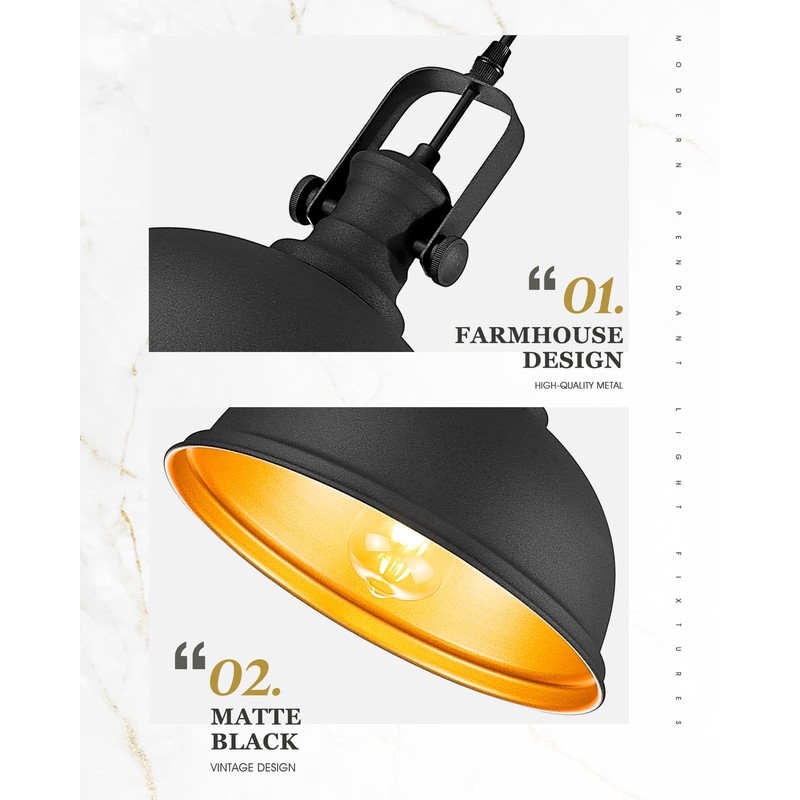 Audickic 2-Pack Pendant Lights Kitchen Island, Farmhouse Hanging Lights Fixtures