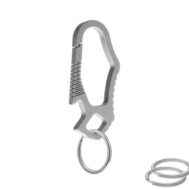 Titanium Carabiner Keychain Clip with 3 Heavy Duty Key Rings,Bottle Opener Keychain Car Key Chain for Men and Women (Titanium Gray)