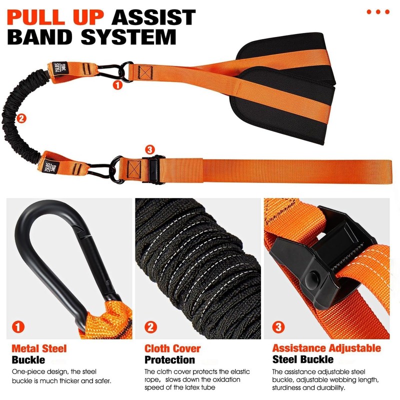 CHERAINTI Pull Up Assistance Bands 375lbs Heavy Duty 5 Stackable