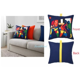 IKEA 2X IKEA OVERALLT  20x 20 Cushion Cover Pillow Throw Couch Sofa Abstract,  Blue