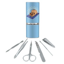 Downward Facing Dog Pug Doing Yoga Stainless Steel Manicure Pedicure Grooming Beauty Care Travel Kit