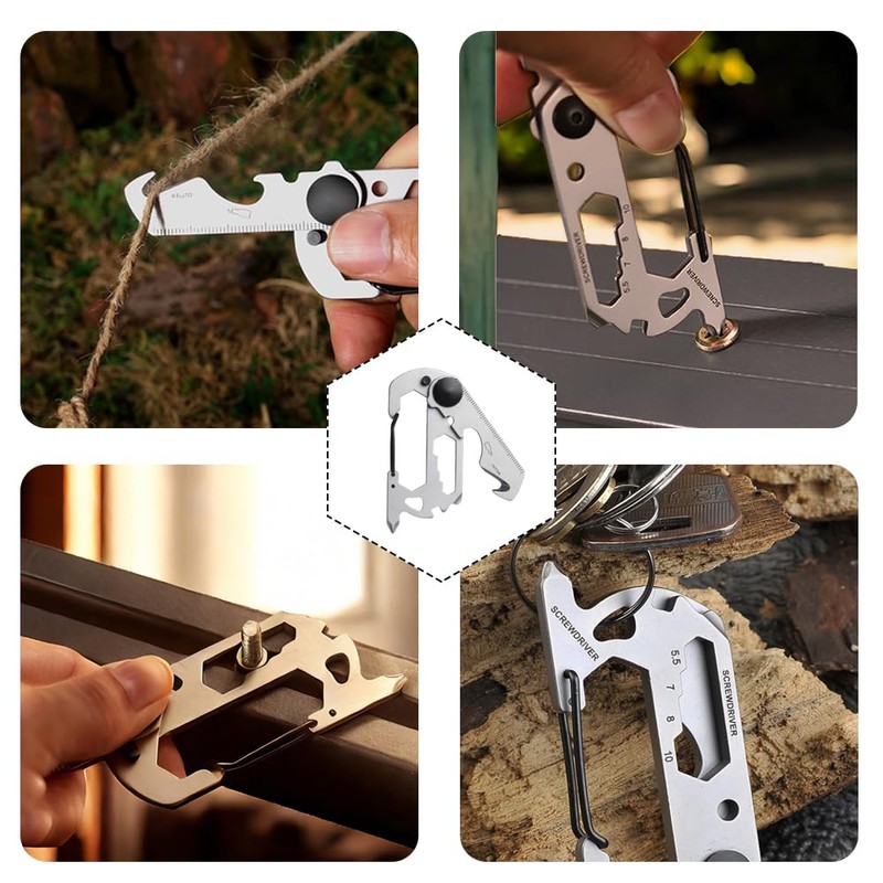 9-in-1 Keychain Multi-Tool - Portable Stainless Steel Pocket Tool with