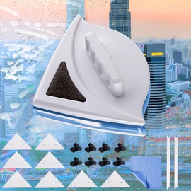 RENDIN Limpia Vidrios Magnetico,Limpia Vidrios y Superficies de Doble Cara para Limpieza de Vidrios, Baño, Ventananal