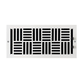 Empire Register Co, Ceiling & Wall Vent Cover - 6x14 inch, Art Nouveau Design, White Finish, Metal Damper Attached, Measure Wall Hole Dimensions (not for Floor use)