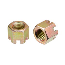 sourcing map 2Pcs M16x2mm Hexagon Slotted Nut, Grade 8 Carbon Steel Hex Castle Nuts, Color Zinc