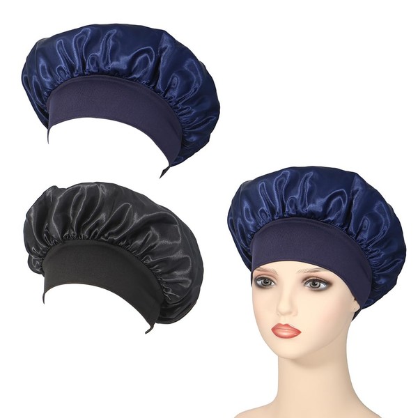 Pack of 2 Satin Bonnet Silk Hair Wrap for Curling