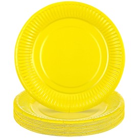 Xialvyu Pack of 20 Paper Plates, Disposable Plates, Yellow, 17.8 cm / 7 Inch Round Party Paper Plates Set, Paper Plates Birthday Paper Plates Children's Birthday Party Tableware Set for Wedding