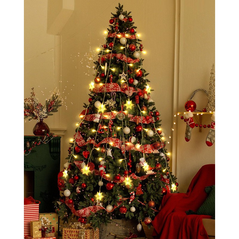 LIHAO 4M Snowflake Curtain String Light with Remote 19 Drops