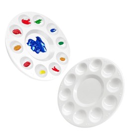 Painting Palette - 2pcs Paint Mixing Palette Tray - Round Paint Tray Palettes - 6.3inch Plastic Round Palette - Watercolor Painting Palettes for Acrylic Oil Watercolor Craft DIY Art Painting