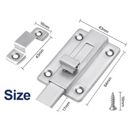 Door Bolt，2PCS Bathroom Door Lock，yeestone Small Bolt Lock, Slide Bolt Lock, Chrome Latch Locks for Bedroom Bathroom Toilet(with Screwdriver Screws)