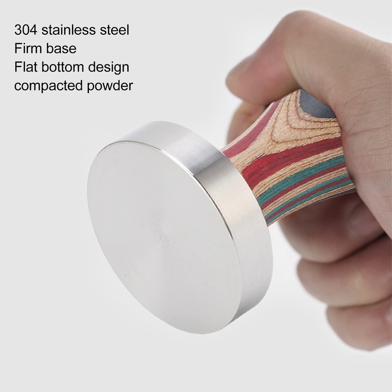 Colorful Wood Coffee Flat Tamper Stainless Steel Base Powder Hammer