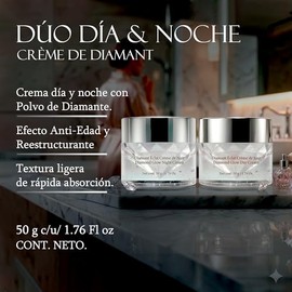 Marie D’Argan Crème De Jour Diamant Crema Facial De Día Hidratante Con Hialuronato De Sodio, Niacinamida Y Polvo De Diamante, Textura Ligera Para Piel Luminosa, Suave, Humectada Y Cuidada
