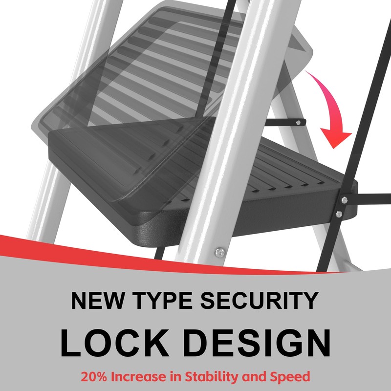 3 Step Ladder, DIAMONDFORGE Folding Step Stool with Wide Anti-Slip