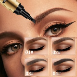 Qaestuan Eyebrow Pencil, Waterproof Microblading Eyebrow Pencil, 2-in-1 Dual-Ended Eyebrow Pencil with 4 Fork Tips, 3D Magic Eyebrow Pencil Creates Natural Eyebrows (Black)