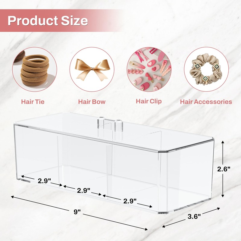 Hair Accessories Organizer for Girls, Clear Hair Bow Tie Clip