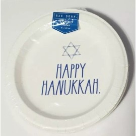 Rae Dunn Happy Hanukkah 16 Count Dessert Appetizer Paper Plates 8 inch