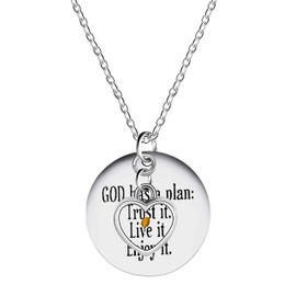 Uloveido Stainless Steel Disc Inspirational Mustard Seed Faith Necklace - God Has A Plan: Trust it, Live it, Enjoy it