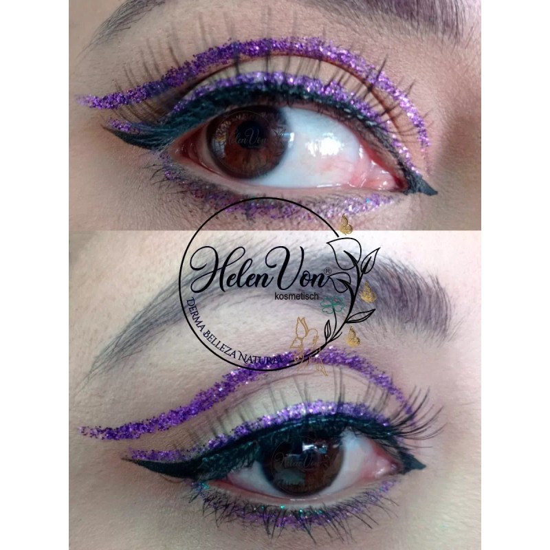 Helen Von Kosmetisch Delineador Glitter Líquido Larga Duración Brocha Purple
