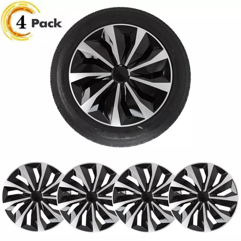 TSUINZ 4 Black Snap-On Wheel Covers for 16" Tires &