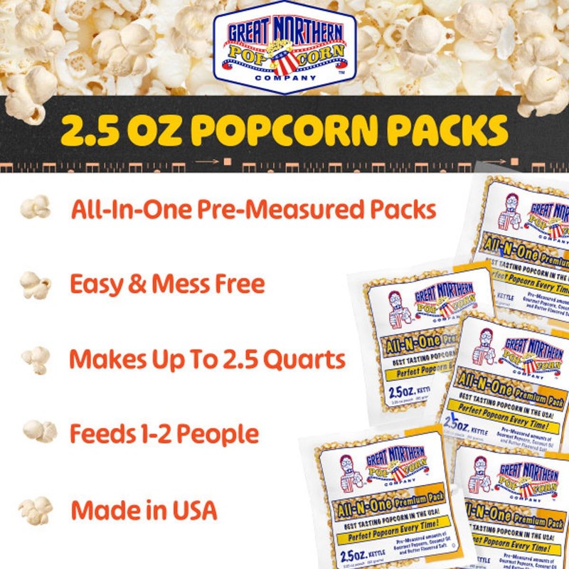 Movie Theater Style 12-Count Popcorn Packs-Pre-Measured 2.5 Ounce All-in-One Kernel,