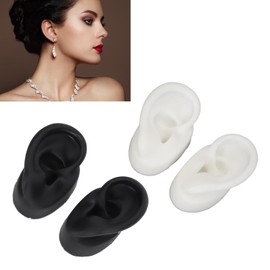 2 Pares de Modelos de Oreja de Silicona 3D, Suave, Flexible, Oreja Izquierda Derecha, Herramienta de Práctica de Modelo Falso Simulado, Molde de Oreja de Silicona Realista para (2)