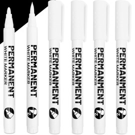 Elegirme White Pen, White Markers, 2 Tips, Set of 6, Water Resistant Ink, 0.5-5mm Line Width, Water-Based Acrylic, White Pen, Name, Tire White Letter Pen, Tire Marker, Manga, Fabric, Stone, Ceramic