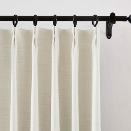 Treatmentex Natural Beige Pinch Pleated Blackout Curtains for Living Room, 95% Light Blocking Linen Textured Look Pleated Drapes with Hooks and Rings for Bedroom (40" Wx84 L, 2 Panels, Moon Grey)