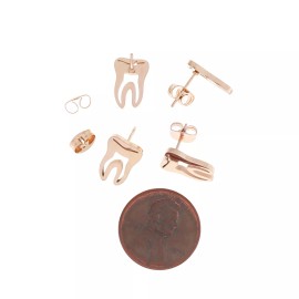 Unbranded Rose Gold Stainless Steel Earrings - Tooth Studs -13mm - 2 Pieces 1 Pair - ER411