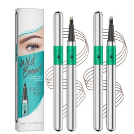 2PCS Microblading Eyebrow Pen, Waterproof, Long-Lasting Formula for Natural, Full Brows, Easy Application, Suitable for All Users(Brown+Dark Brown)