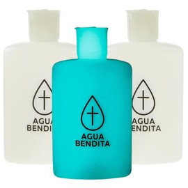 Spanish Glow in the Dark Plastic Holy Water Bottles, Aqua Bendita Empty Containers, Pocket Sized, 4.75 Inches (Pack of 3)