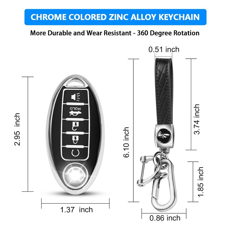 QBUC for Nissan Key fob Cover,Soft TPU 360°Car Key Case