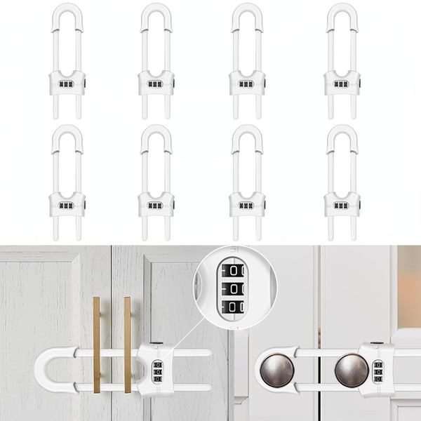 Baby Cupboard Lock with Password, 8 Pieces U-Shaped Wardrobes, Child