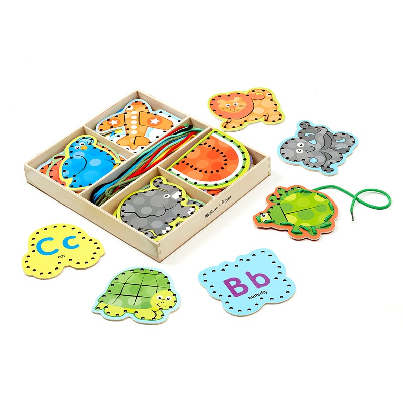Melissa & Doug Alphabet Wooden Lacing Cards With Double-Sided Panels