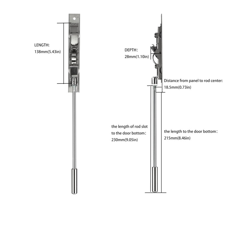 TOGU 2 Pack Lever Extension Flush Bolt Latch Slide Bolt
