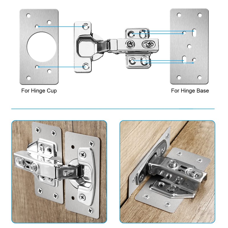 12-Pack Stainless Steel Cabinet Hinge Repair Kit - Door Hinge