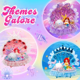 Kiditos Mermaid Shell Night light DIY Toy Kit with Flash Themed Accessories,Make Your Own Mermaid Night Light, Arts and Crafts for School Activity,Ideal Bedroom Decor &Birthday Gifts for Girls age 3+