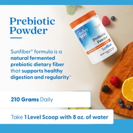Doctor's Best Prebiotic Fiber Powder with Sunfiber, Supports Healthy Digestion & Regularity, Non-GMO, Gluten Free, Soy Free, Vegan, Unflavored, Non-Gritty, Easy Dissolve Net Wt. 7.4 oz (210 Grams)