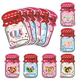 Valentines Day Cards for Kids（60pcs)，Mason Jar Happy Valentines Day Cards,Funny Valentine Gifts for Classroom,Kids Valentines Day Cards for School Exchange Party Favors(Candy Not Included)
