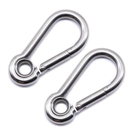 J Clarke Marine Pack of 2 - Carabiner snap hook with eyelet 316 A4 stainless steel 50mm, 60mm, 70mm, 80mm, 100, 120mm, 140mm (4mm x 40mm)