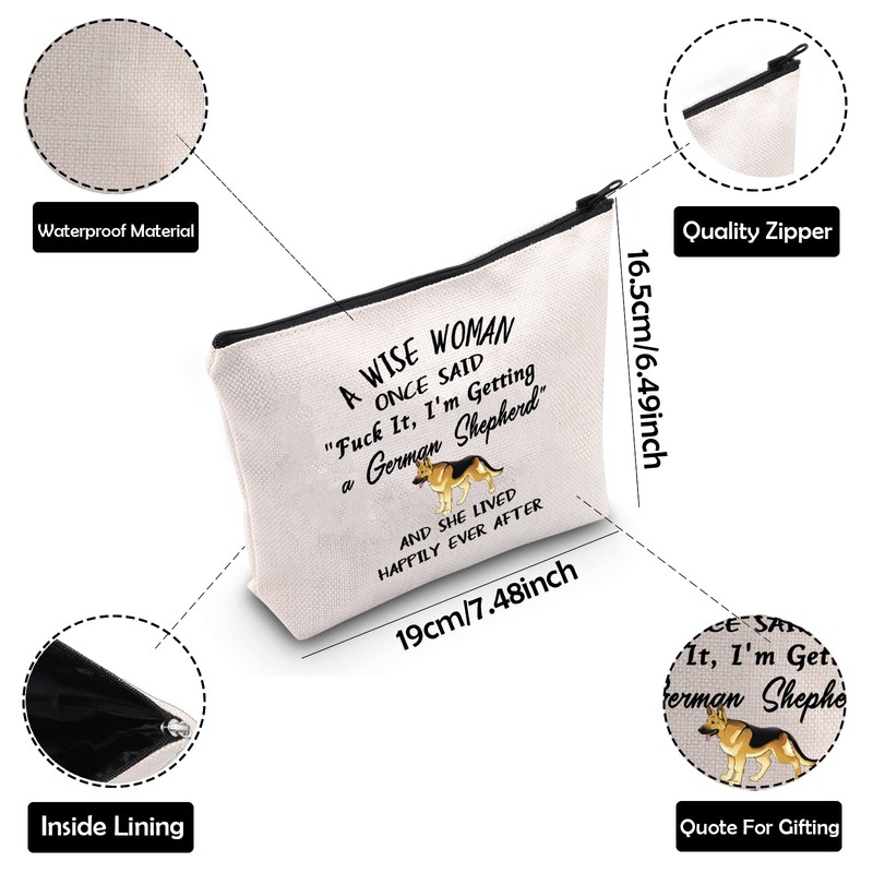 BAUNA German Shepherd Cosmetic Bag German Shepherd Lover Makeup Zipper