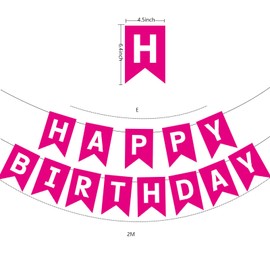 BIEUFBJI HAPPY BIRTHDAY Banner, Rose Pink With White Letters Banner, For Women Girls Pink Birthday Party Decorations.
