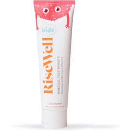 RiseWell Kids Mineral Toothpaste - Kids Hydroxyapatite Toothpaste - Made by Dentists, Safe to Swallow, No Added Fluoride and All Natural - Cake Batter Flavor, 3.4 Oz