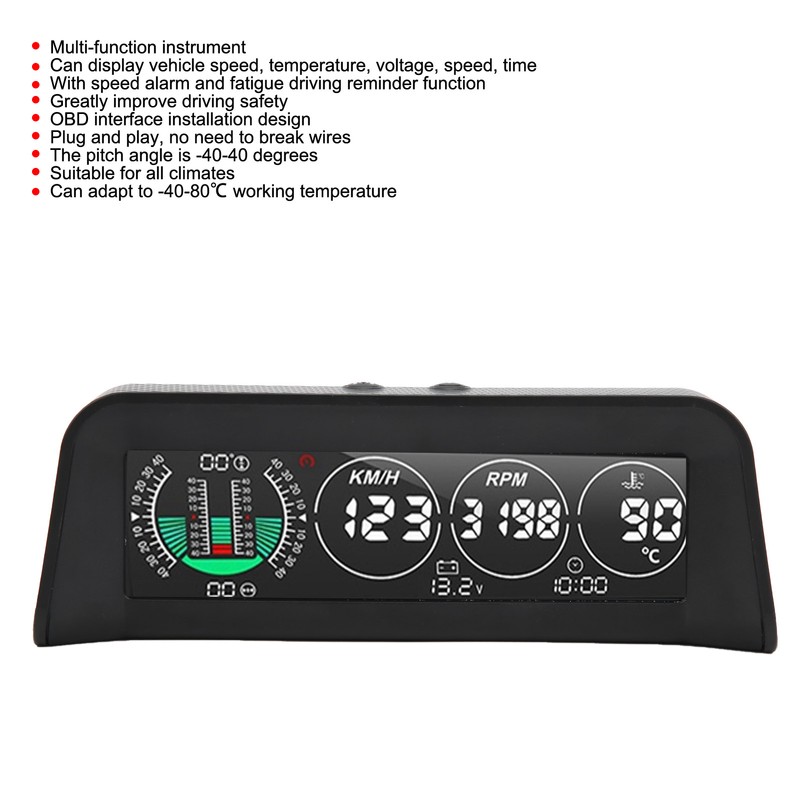Carbon Fiber Style HUD HeadUp Display Slope Meter Overspeed Water