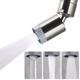 Rotating Faucet Nozzle,360° Swivel Kitchen Faucet Aerator Splash-Proof, 3-Flow Sprayer Female Bathroom Faucet Attachment,Faucet Attachment for Kitchen Sink,Faucet Aerator Sprayer Brushed Nickel