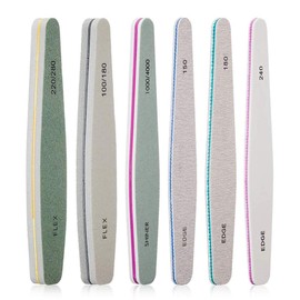 GeekerChip Professional Nail File Set [6 Pieces], Professional Double Sided Nail File 150, 180, 240, 100/180, 220/280, 1000/4000