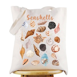 WZMPA Seashells Tote Bag Seashell Collector Gift Seashells Lover Reusable Grocery Bag Seashell Beach Vacation Merchandise (Seashells TG)
