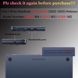 CISSOOK Compatible with MacBook Air 13.6 inch Case 2025 2024 2023 2022 Release M4 M3 M2 Chip, Plastic Hard Shell Case & Keyboard Cover for MacBook Air 13 A3240 A3113 A2681, Beige